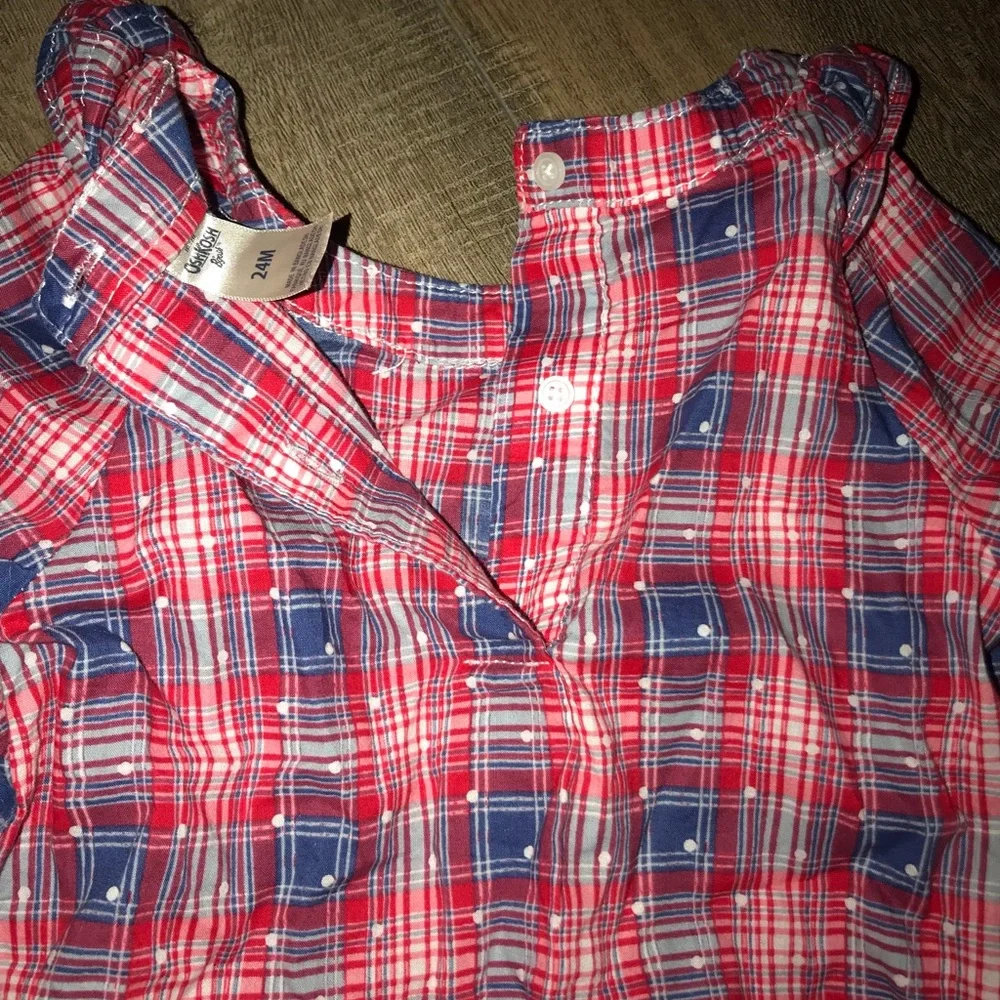 NWOT 5/$25 Osh Kosh Plaid Long Sleeve | Red White & Blue | Preppy Prep Classic